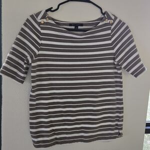 Banana Republic Striped Brown and White Women's Top